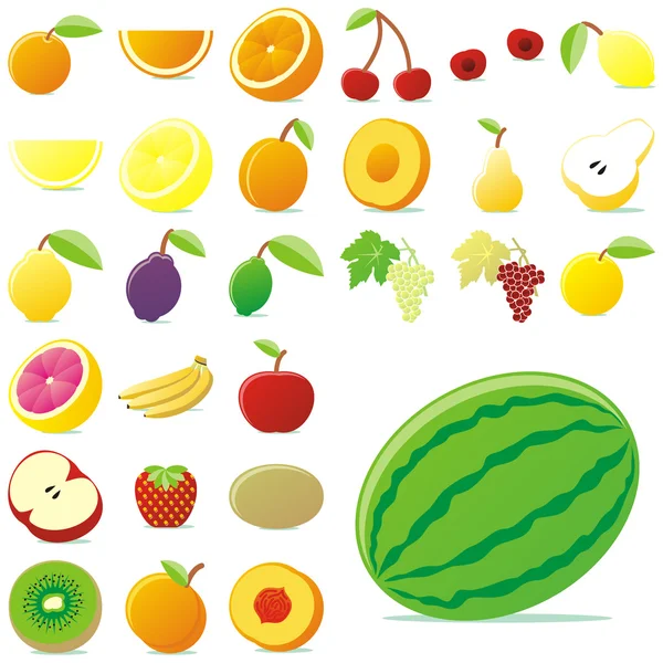 Vector fruits with details — Stock Vector