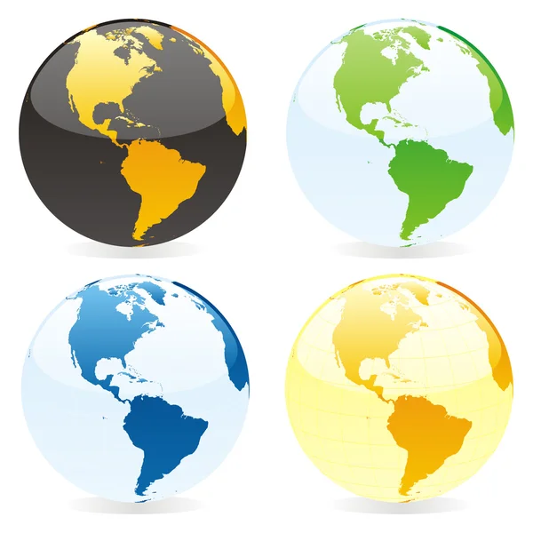 Vector globos mundiais isolados — Vetor de Stock