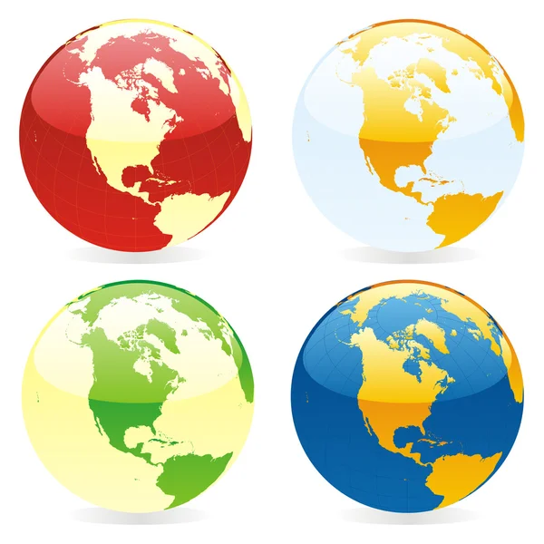 Globi del mondo isolati vettoriali — Vettoriale Stock