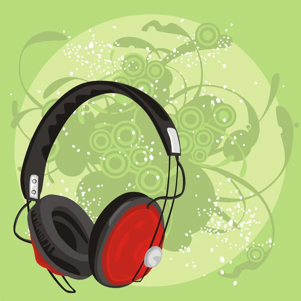 Grunge 背景带耳机 — 图库矢量图片