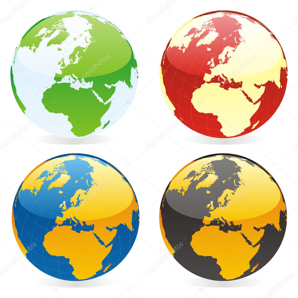 Vector isolated world globes