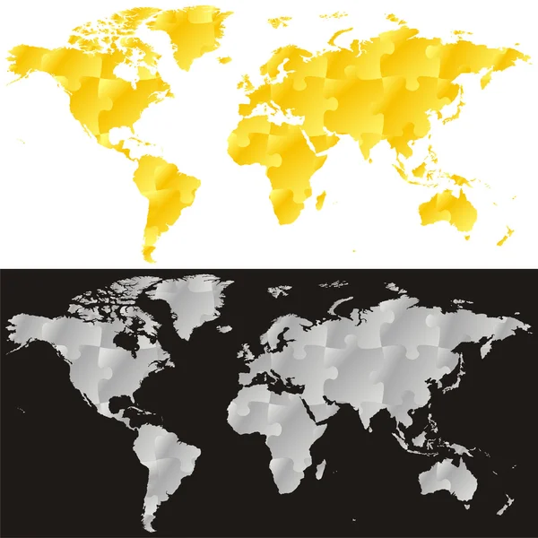 Bulmaca desenli vektör Dünya Haritası — Stok Vektör