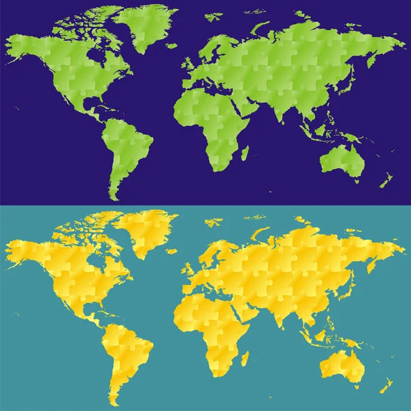 パズルのパターンを持つベクトル世界地図 — ストックベクタ