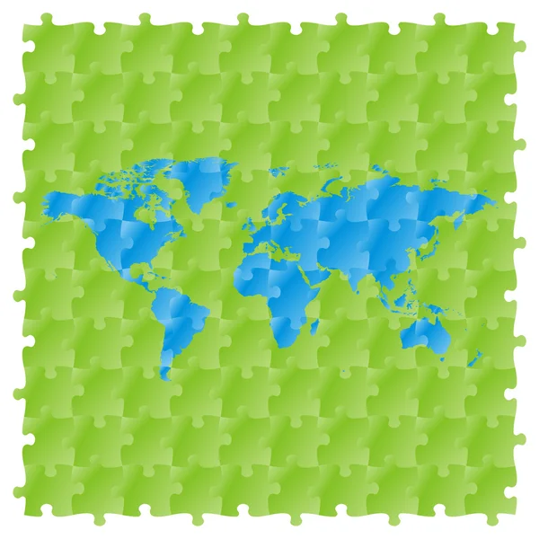Vector world map with puzzle pattern — Stock Vector