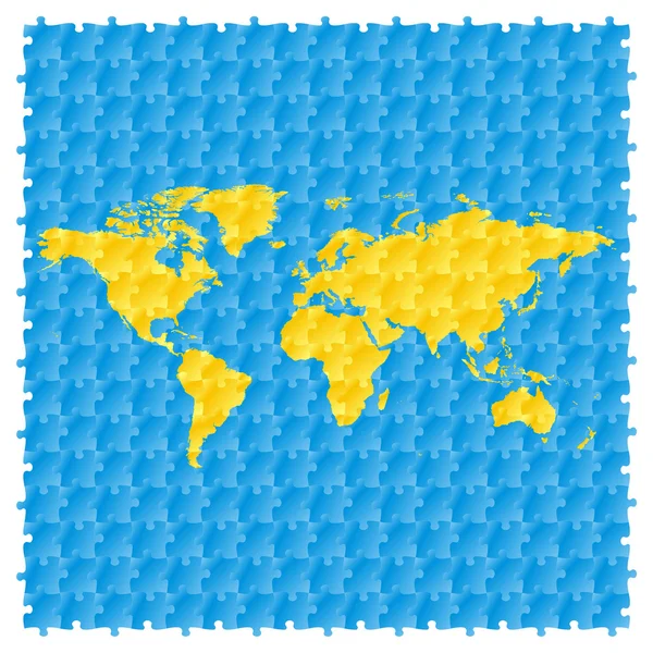 Vektor-Weltkarte mit Puzzlemuster — Stockvektor