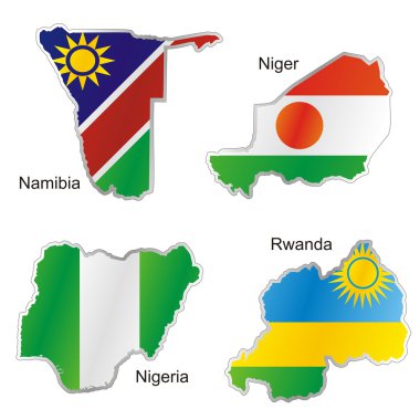 Isolated international flag in map shape clipart