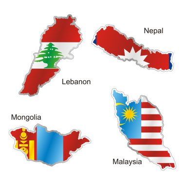 harita biçiminde izole edilmiş uluslararası bayrak