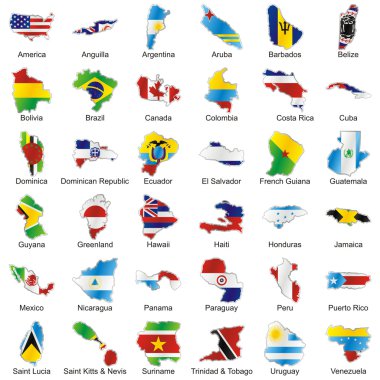 Isolated american flags in map shape clipart