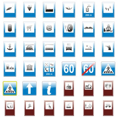 Isolated european road signs clipart