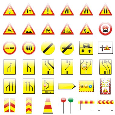 Isolated european road signs clipart