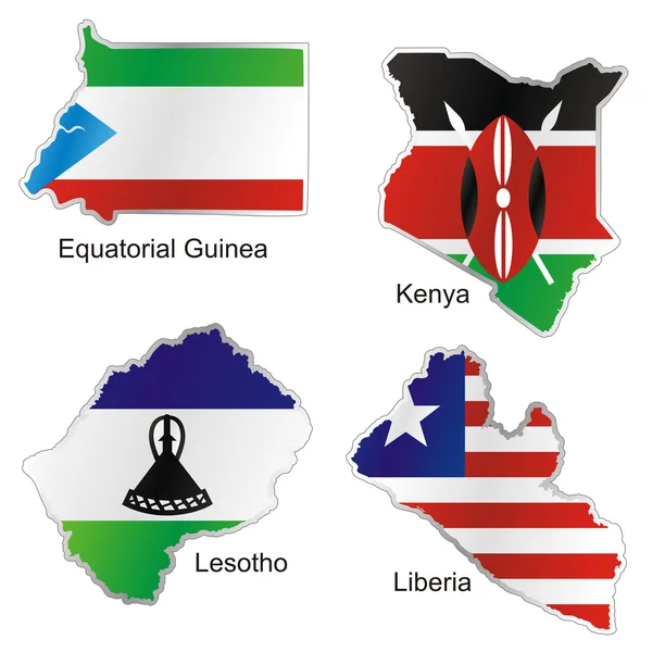 Bandeira internacional isolada em forma de mapa —  Vetores de Stock