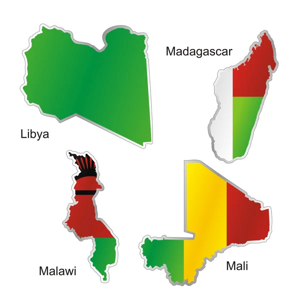 地图形状孤立的国际国旗 — 图库矢量图片
