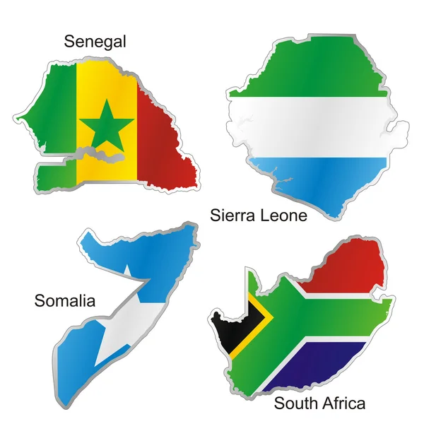 Elszigetelt nemzetközi zászló térkép alakban — Stock Vector