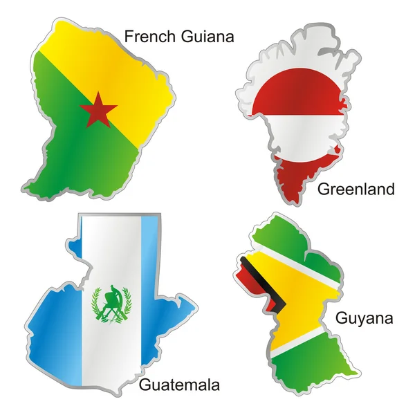 地图形状孤立的国际国旗 — 图库矢量图片