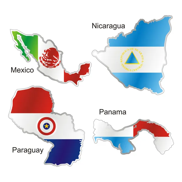 Bandeira internacional isolada em forma de mapa —  Vetores de Stock