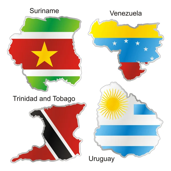 Isolerad internationell flagga i kartform — Stock vektor