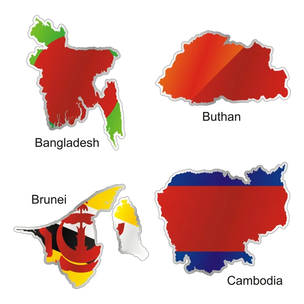 Ізольований міжнародний прапор у формі карти — стоковий вектор