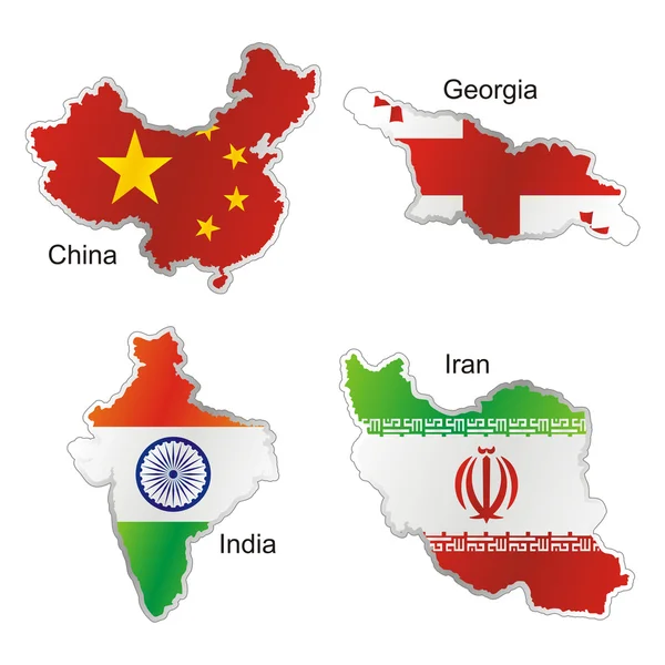 Bandeira internacional isolada em forma de mapa — Vetor de Stock