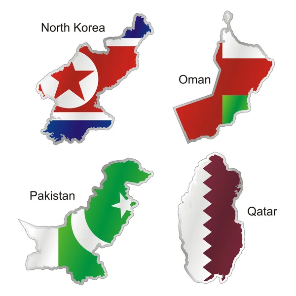 Izolovaná mezinárodní vlajka v mapovém tvaru — Stockový vektor
