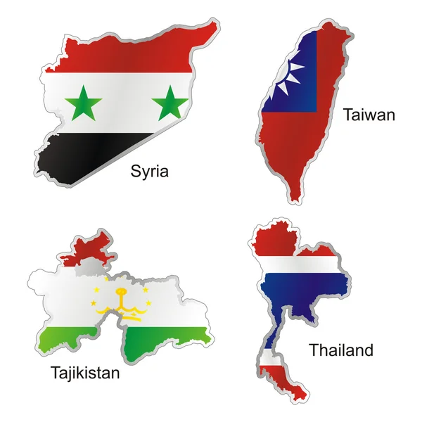 Ізольований міжнародний прапор у формі карти — стоковий вектор