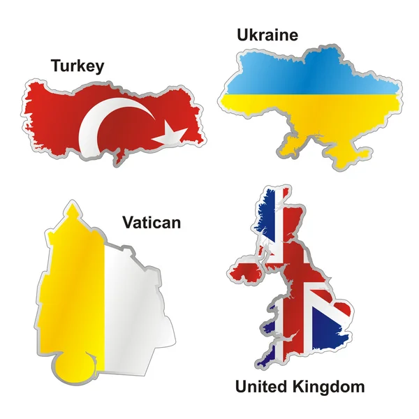 孤立した国際旗を地図の形で — ストックベクタ