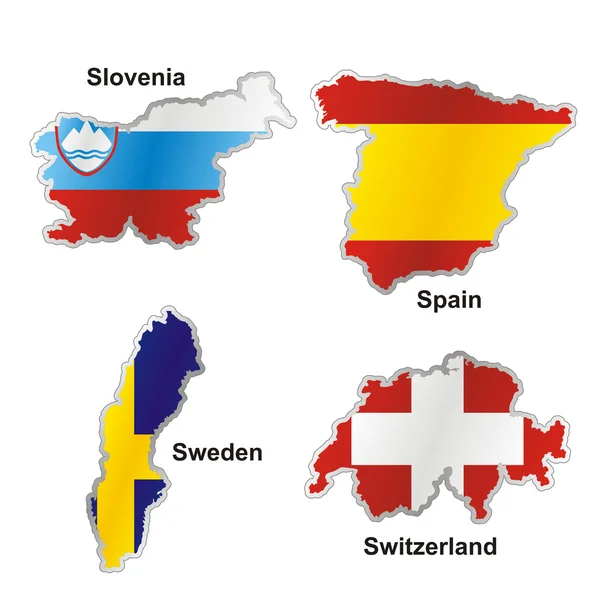 Bandera internacional aislada en forma de mapa — Vector de stock
