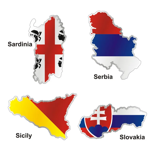 Bandeira internacional isolada em forma de mapa — Vetor de Stock