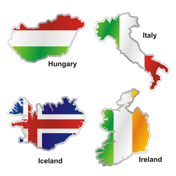 Απομονωμένη διεθνής σημαία σε σχήμα χάρτη — Διανυσματικό Αρχείο