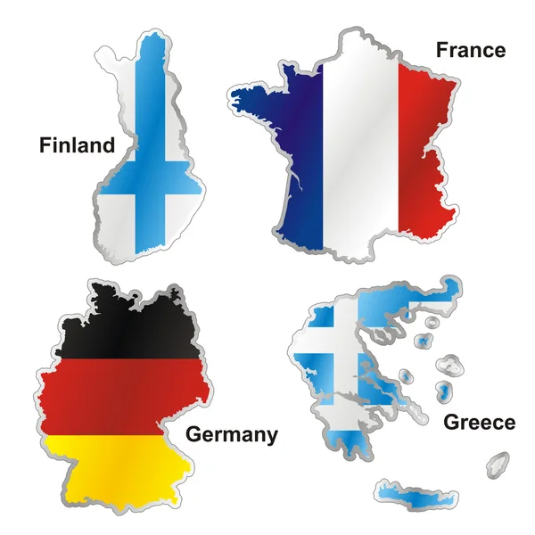 Izolovaná mezinárodní vlajka v mapovém tvaru — Stockový vektor