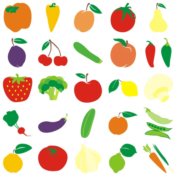 Vector aislado de frutas y verduras — Vector de stock