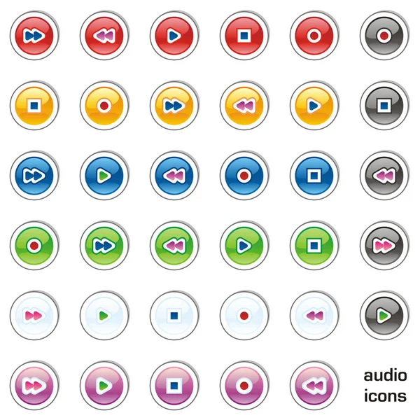 Vector iconos de audio web — Archivo Imágenes Vectoriales