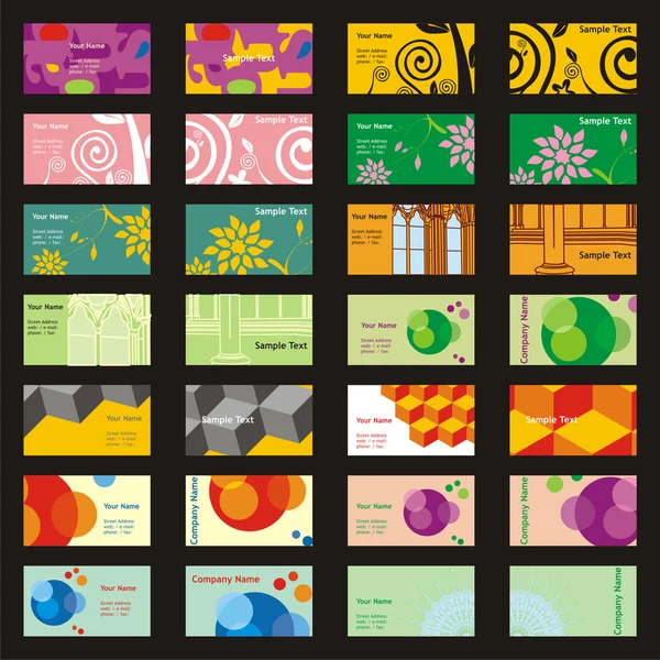 Visite tarjetas con diferentes diseños — Archivo Imágenes Vectoriales