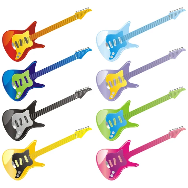 Isolated colored guitars — Stock Vector