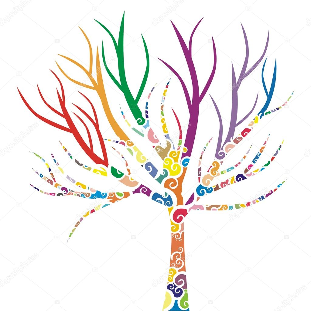 Tree with colored patterns