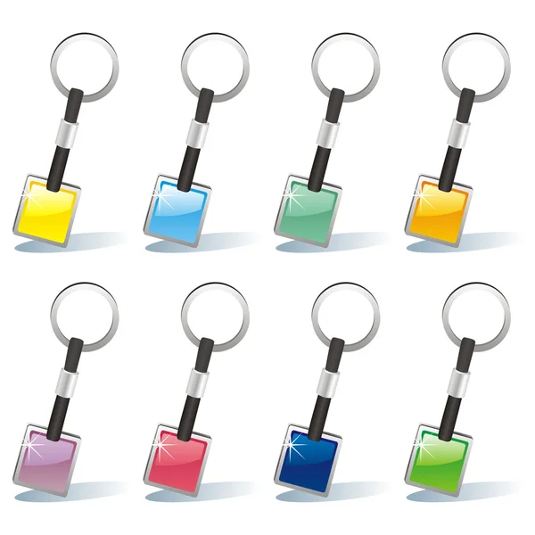 Ensemble de porte-clés de couleur isolé — Image vectorielle