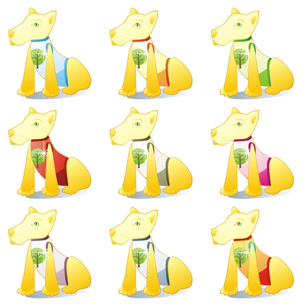 Dogs in pet clothing set — Stock Vector