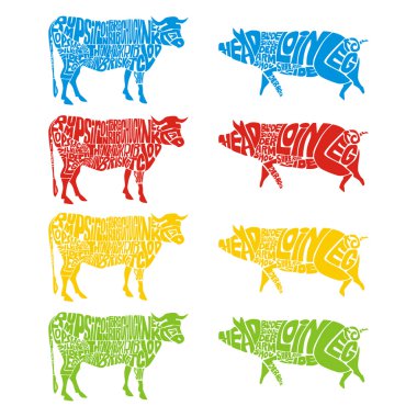 Isolated cow and pig clipart