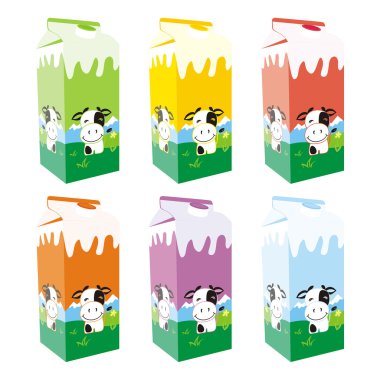 Isolated milk carton boxes clipart