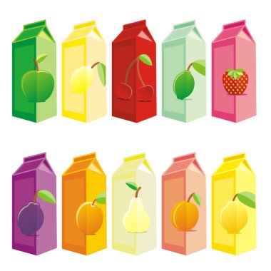 Isolated juice carton boxes clipart