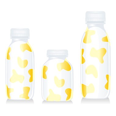 Isolated milk glass bottles clipart