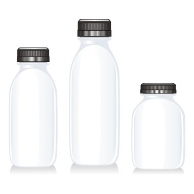 Isolated milk glass bottles clipart