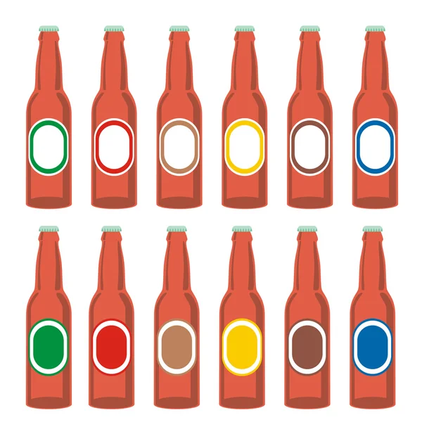 Conjunto de garrafas de cerveja isoladas — Vetor de Stock
