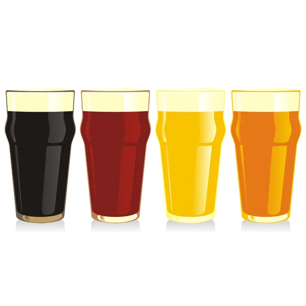 Set di bicchieri di birra isolati — Vettoriale Stock