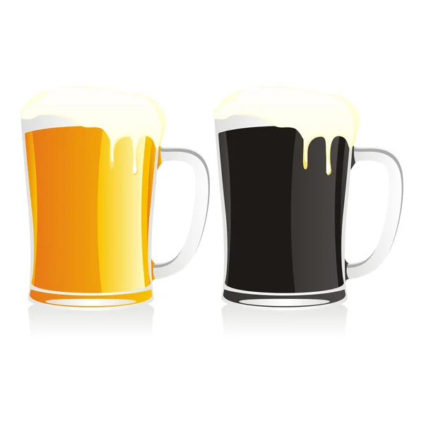 Isolé deux tasses de bière — Image vectorielle