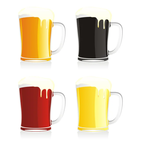 孤立的四个啤酒杯子 — 图库矢量图片