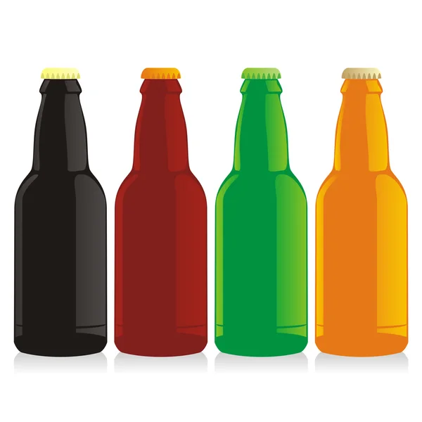 Zestaw butelek piwa na białym tle — Wektor stockowy