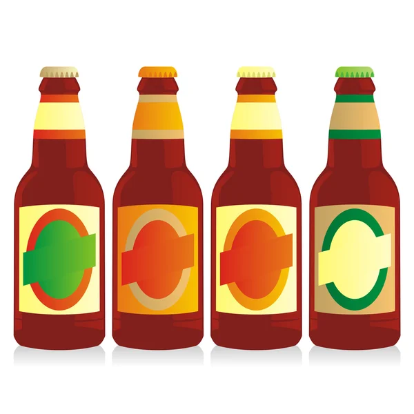Ensemble de bouteilles de bière isolées — Image vectorielle