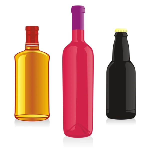 Elszigetelt alkohol palackok — Stock Vector