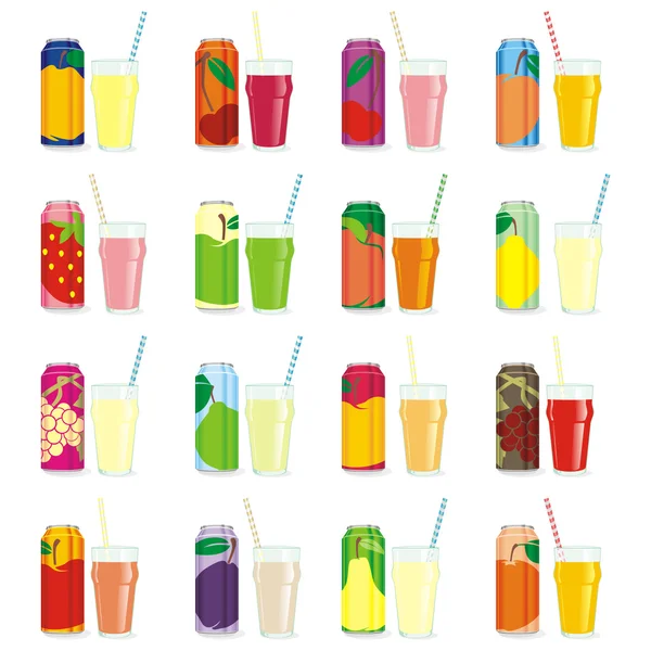 孤立的果汁罐和眼镜 — 图库矢量图片
