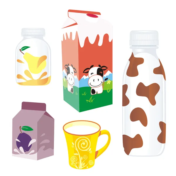Productos lácteos aislados — Archivo Imágenes Vectoriales